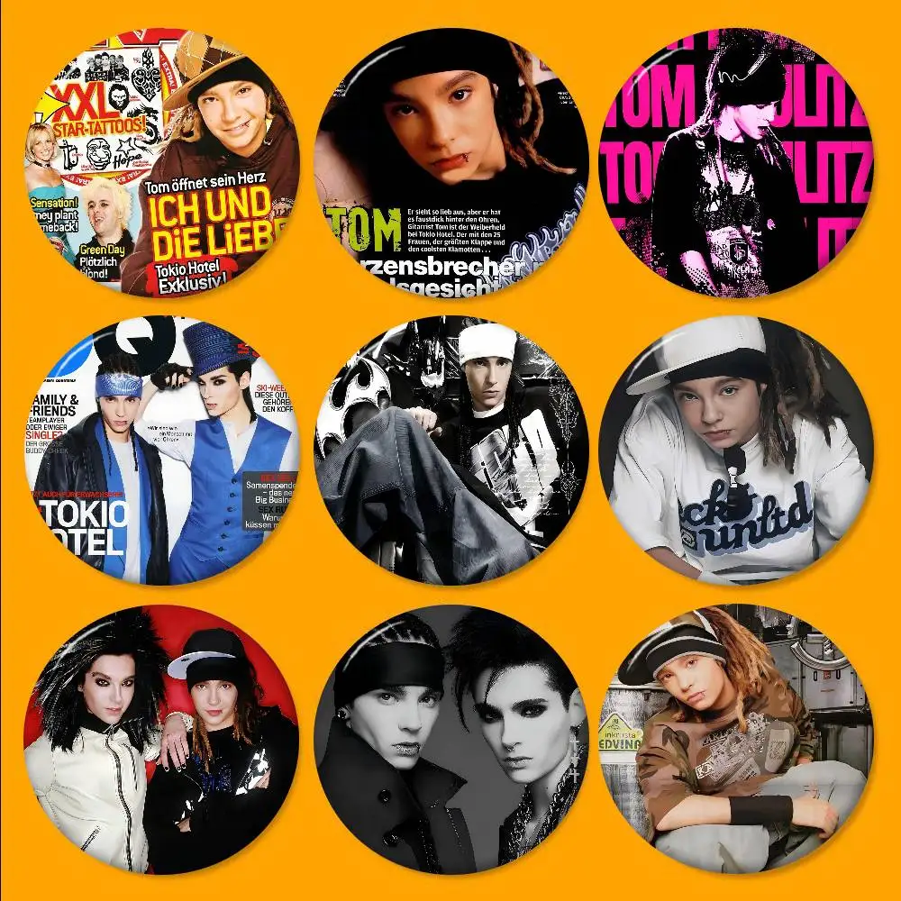 Tom Kaulitz Tom Tokio Hotel Kreative Pins Lustige Smiley-Gesichter Runde Snap-in-Brosche Abzeichen Rucksack Hut Zubehör Schmuck Geschenke