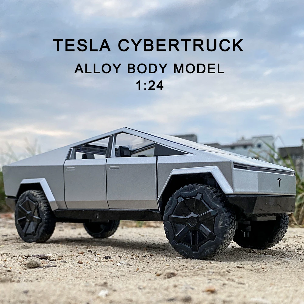 1:24 Tesla Cybertruck Diecast  Alloy Model Car Miniature Metal Vehicle Truck Christmas Hottoy For Children Gifts Kids Toys Boys