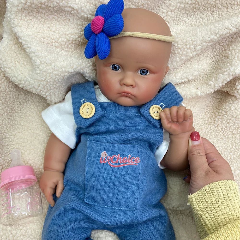 Adorable Soft Solid 18Inch Silicone Reborn Doll Hand-Painted Washable Reborn Doll 3D Visible Veins Newborn For Artist Collection