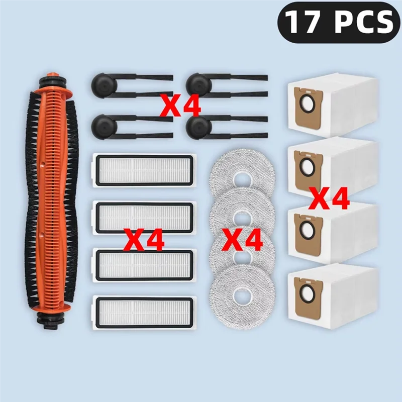 BAAM-Para Xiaomi Mijia M40S OV31CN Acessórios de substituição – Escova principal, escovas laterais, filtros HEPA, panos de esfregão, sacos de pó
