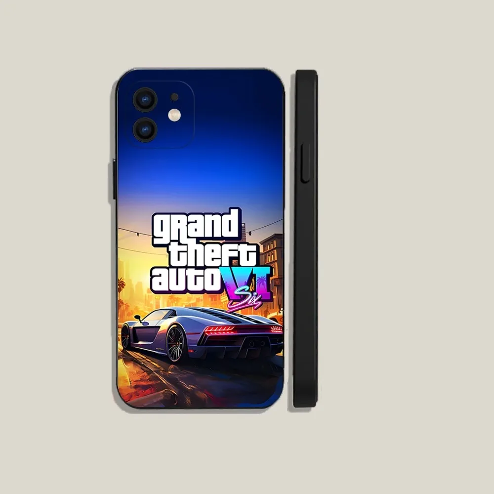 Game G-GTA 5 6 Vice City  Phone Case For iPhone 15,14,13,12,11,Plus,Pro Max,XS,X,XR,SE,Mini,8,7 Soft Silicone Black Cover