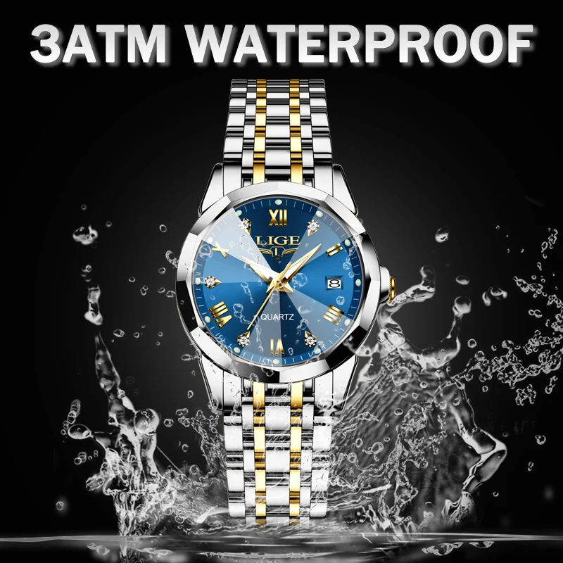 Lige topo de luxo elegante relógio feminino moda senhoras relógio à prova dwaterproof água luminosa data quartzo relógio pulso reloj mujer namorada presentes