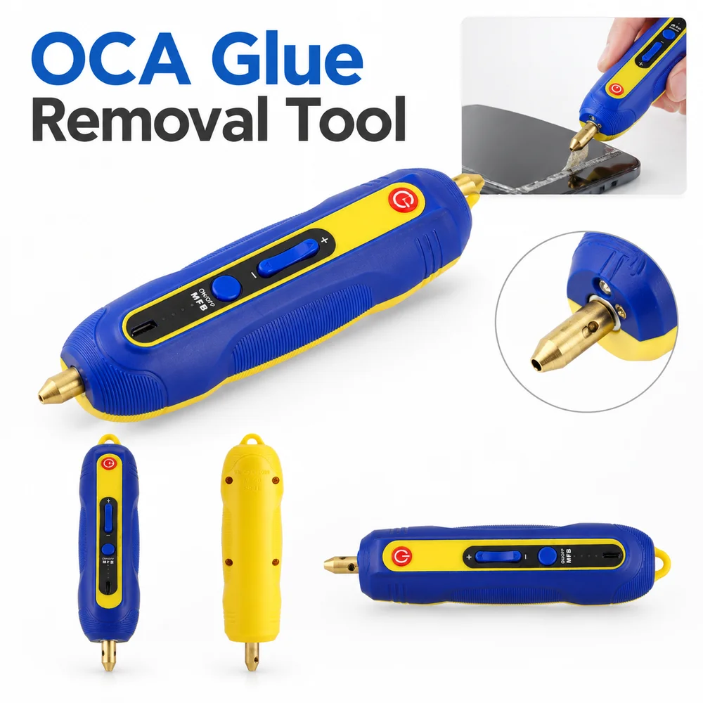 1Pcs Blue OCA Glue Removal Tool Plastic Metal 140 x 35 x 35mm Glue Clean Machine Green LED Lamp 6-in-1 Accessories