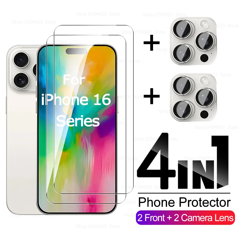 4to1 HD Camera Lens Film For Apple iPhone 16 Pro Max 5G Glass Protector For iphone16ProMax 16Plus iphone16 ProMax Tempered Glass