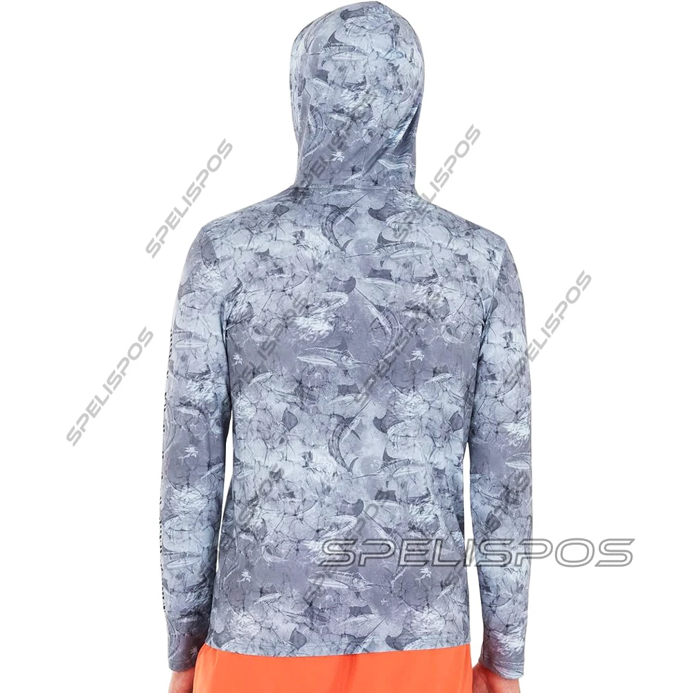 GUY HARVEY Fishing Shirts Breathable Long Sleeve Hood Clothes Outdoor Wear Cap Sun Protection Kit UPF 50+ Hoodie Tops Camouflage