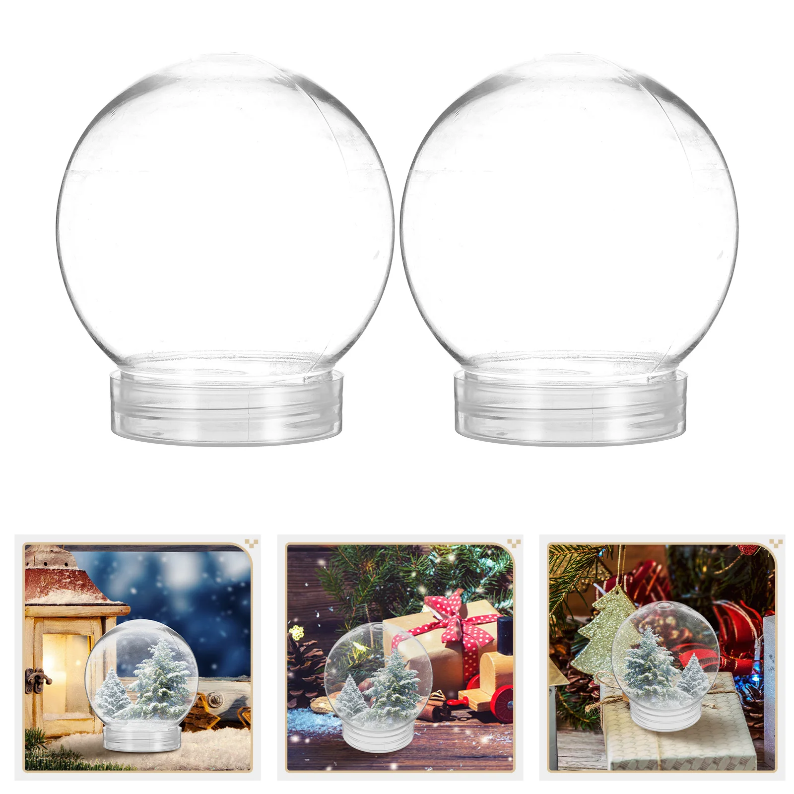 

10 Pcs Snow Globe Accessories High Transparent Empty Diy Water Crafts Round Plastic Ball Christmas Decorations