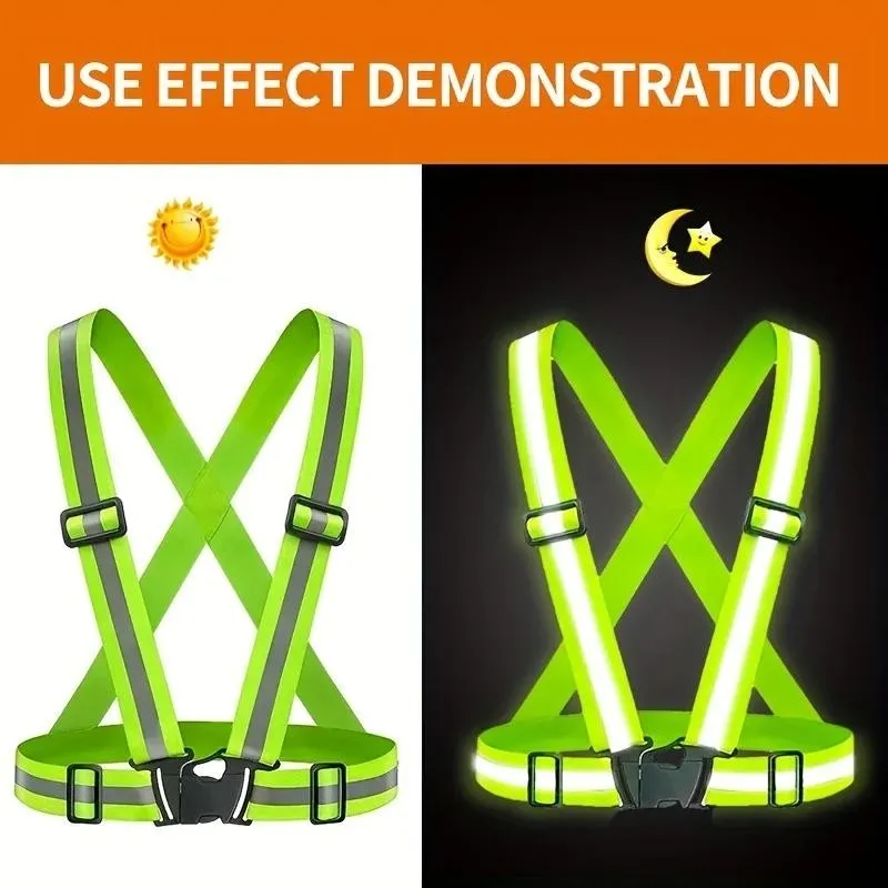 Chalecos de seguridad reflectantes, chaleco elástico ajustable, chaqueta, tiras reflectantes de alta visibilidad para Control de tráfico, correr,