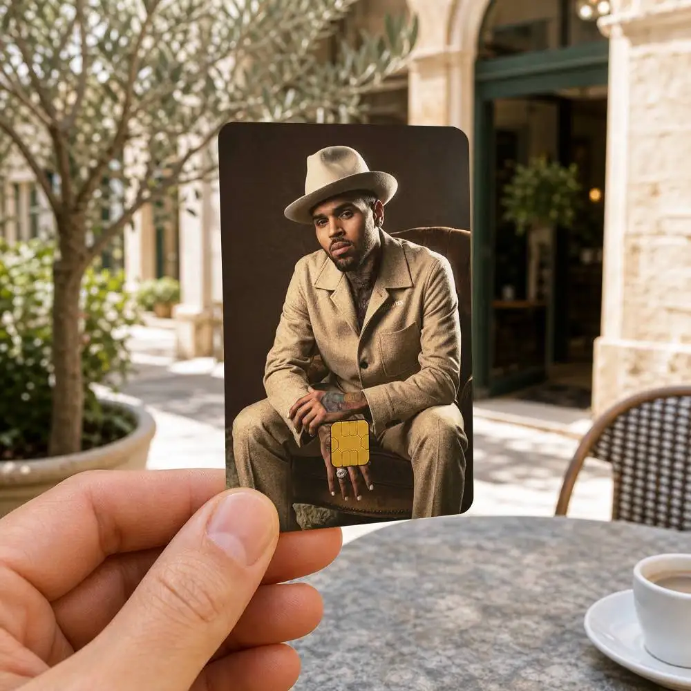C-Chris Brown Waterproof Bank Card Sticker Skin for Credit Debit Chip Cards Decorative Cover Film