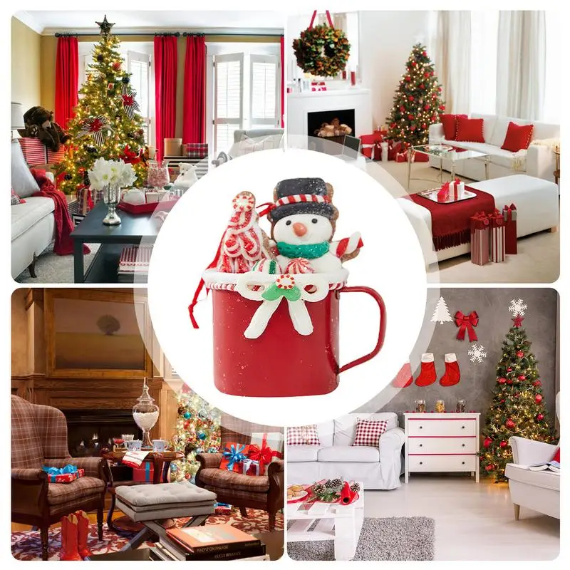 Christmas Coffee Mug Ornaments Enamel Mugs Holiday Coffee Cups Hangings Decoration Mug Of Hot Chocolate Ornaments Coffee Mug