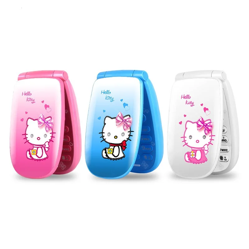 Sanrio Flip Phone W88 Hellokitty Super Small Mobile Version Personality Mini Cute Mobile Phone Pocket Christmas Gift Toy