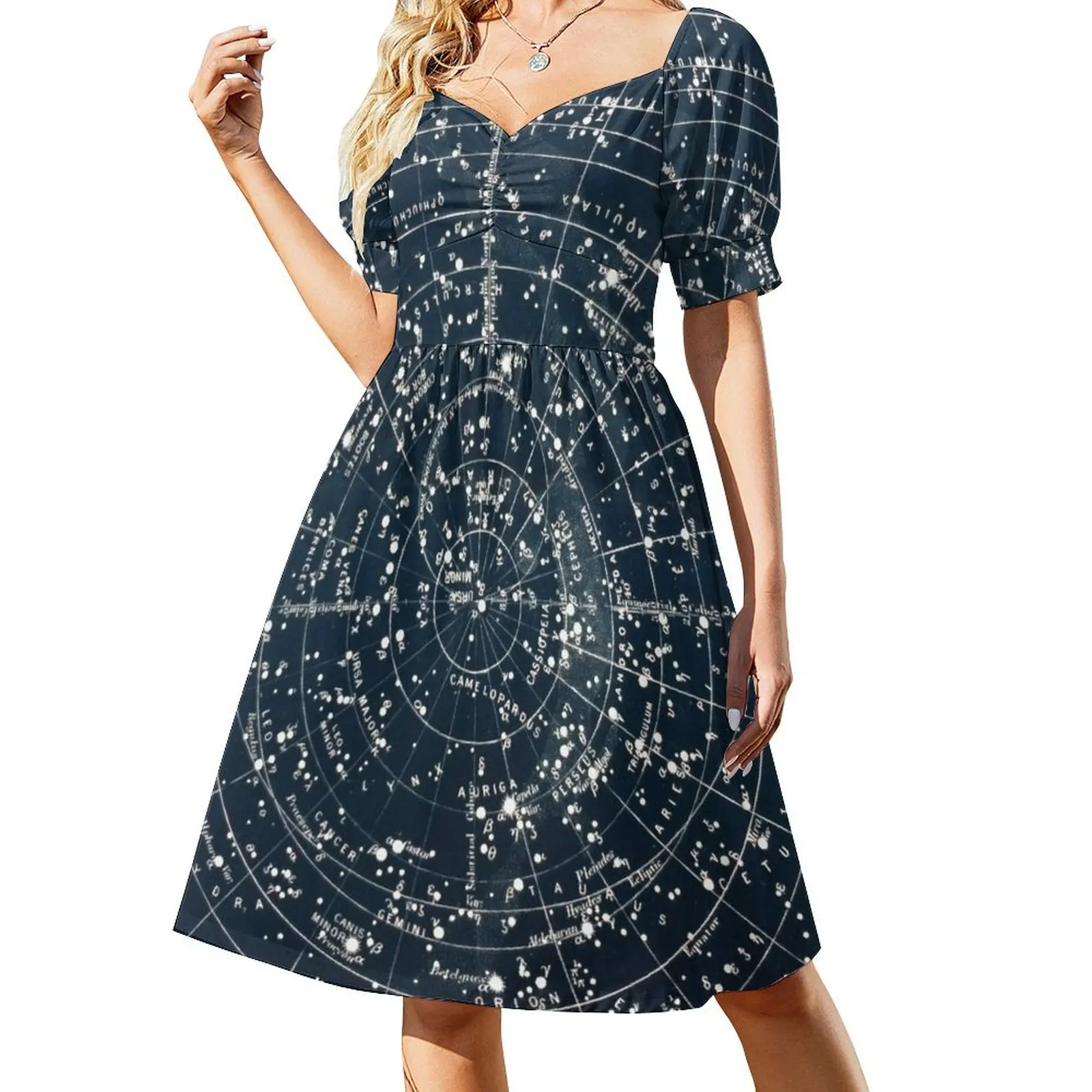 

Vintage STAR CONSTELLATIONS MAP POSTER circa 1900s Short-Sleeved Dress dresses women summer 2025 summer clothes for women Dress