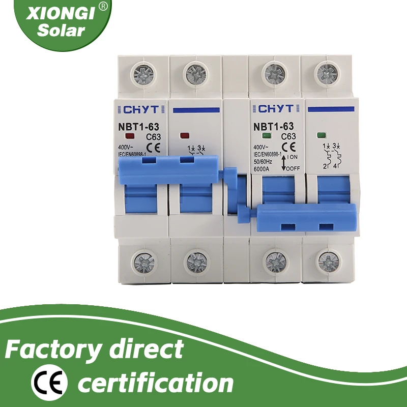 

XIONGISOLAR 2P+2P-63A 400V MTS AC Dual power Manual transfer switch Circuit breaker MCB 50HZ/60HZ