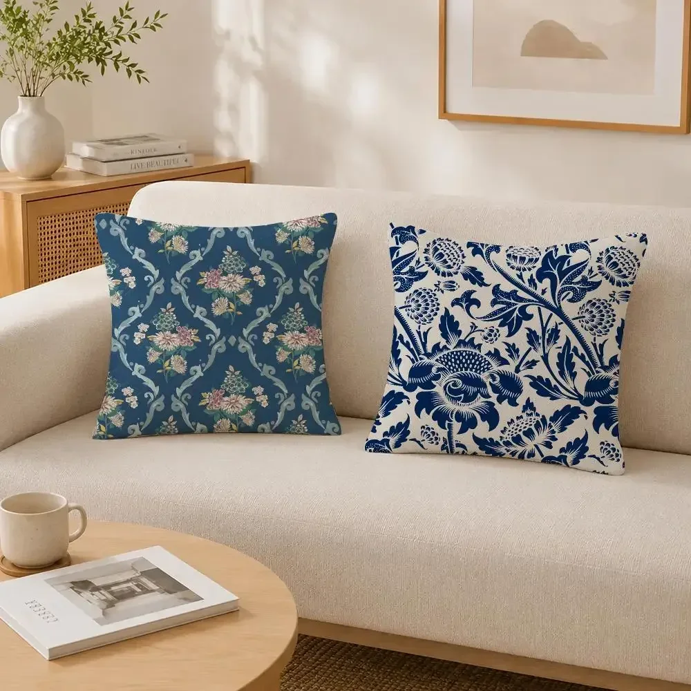 Vintage Hanbok Floral Motif Cushion Cover Soft Fluffy Short Plush  Pillow Case Throw Decorative  for Sofa Bedroom Home Decor