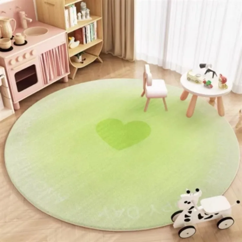 Valentine\'s Day Home Decoration Carpet Gradient Color Round Living Room Carpets Love Pattern Girl Bedroom Rug Plush Soft Rugs IG