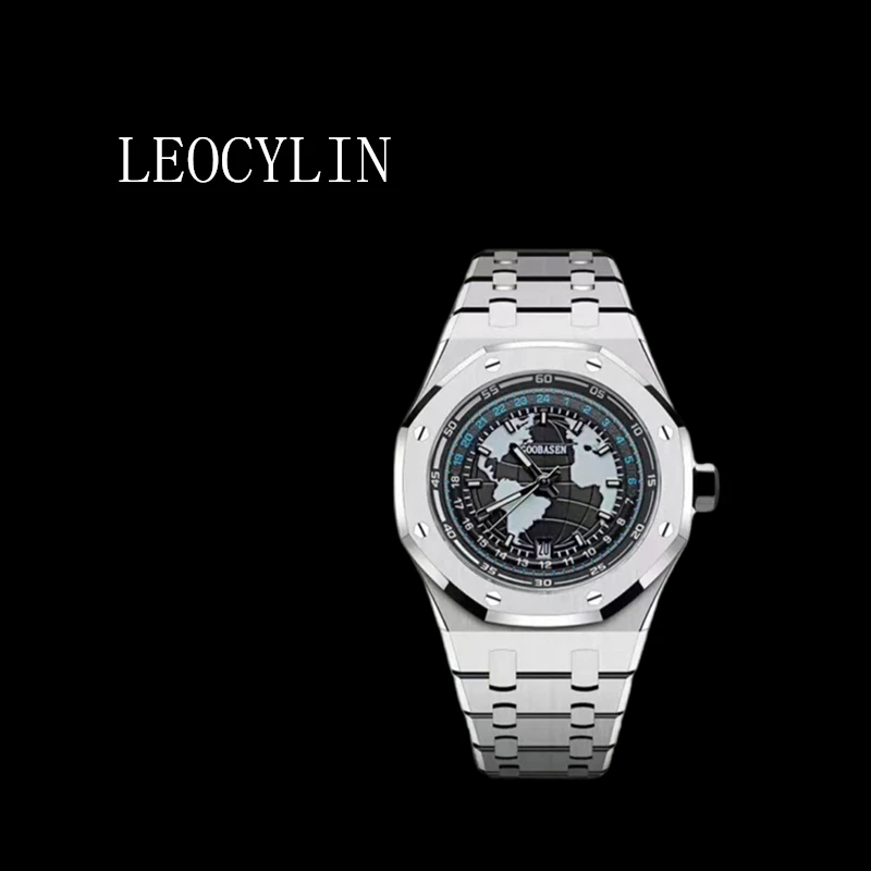 LEOCYLIN Automatic quartz watch fashion Waterproof all luminous for men Earth Wristwatch hollow New Relogio Masculino clock