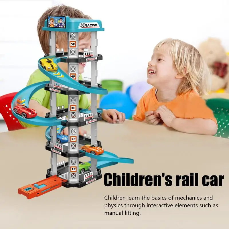 Car Toys Parking Track Toys  Children Racing Rail Car Garage Toy Building Parking Lot Gas Station Assembly Ramp Track Adventure