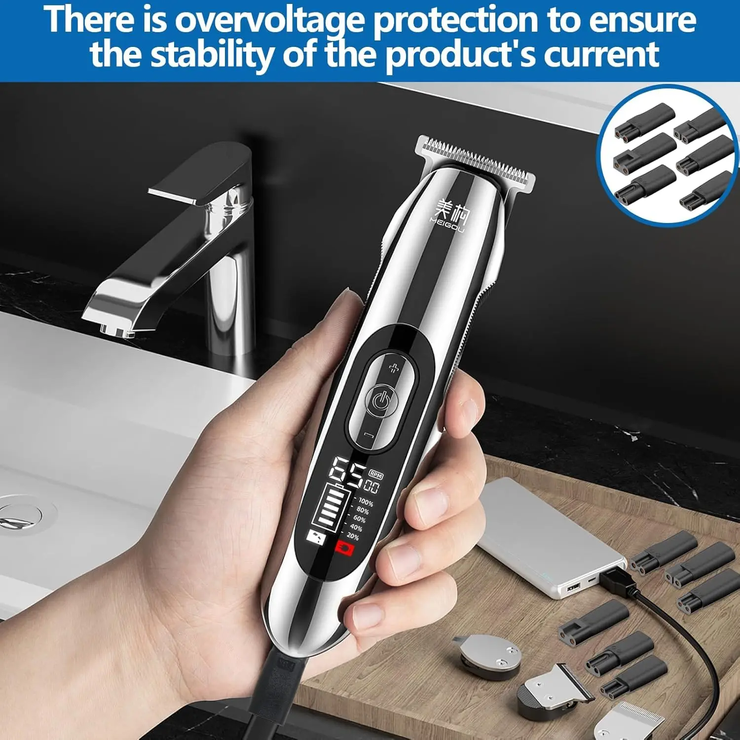 Brangdy 6 قطعة Type-C استبدال شاحن USB محول صالح لجميع أنواع مشابك الشعر الكهربائية أدوات تهذيب اللحية ماكينة حلاقة مصابيح مكتبية