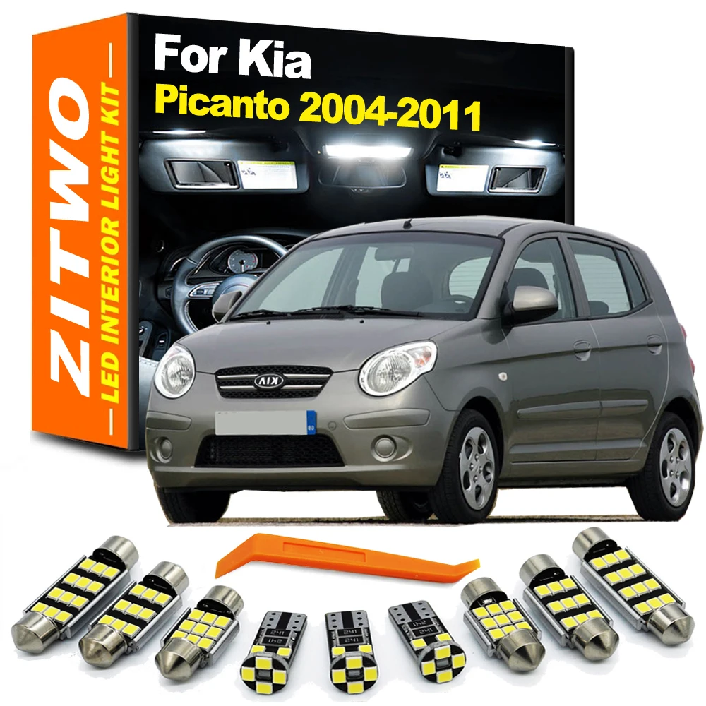 ZITWO 6Pcs LED Interior Light Kit For Kia Picanto 2004 2005 2006 2007 2008 2009 2010 2011 Dome Map Glove Box License Plate Lamp