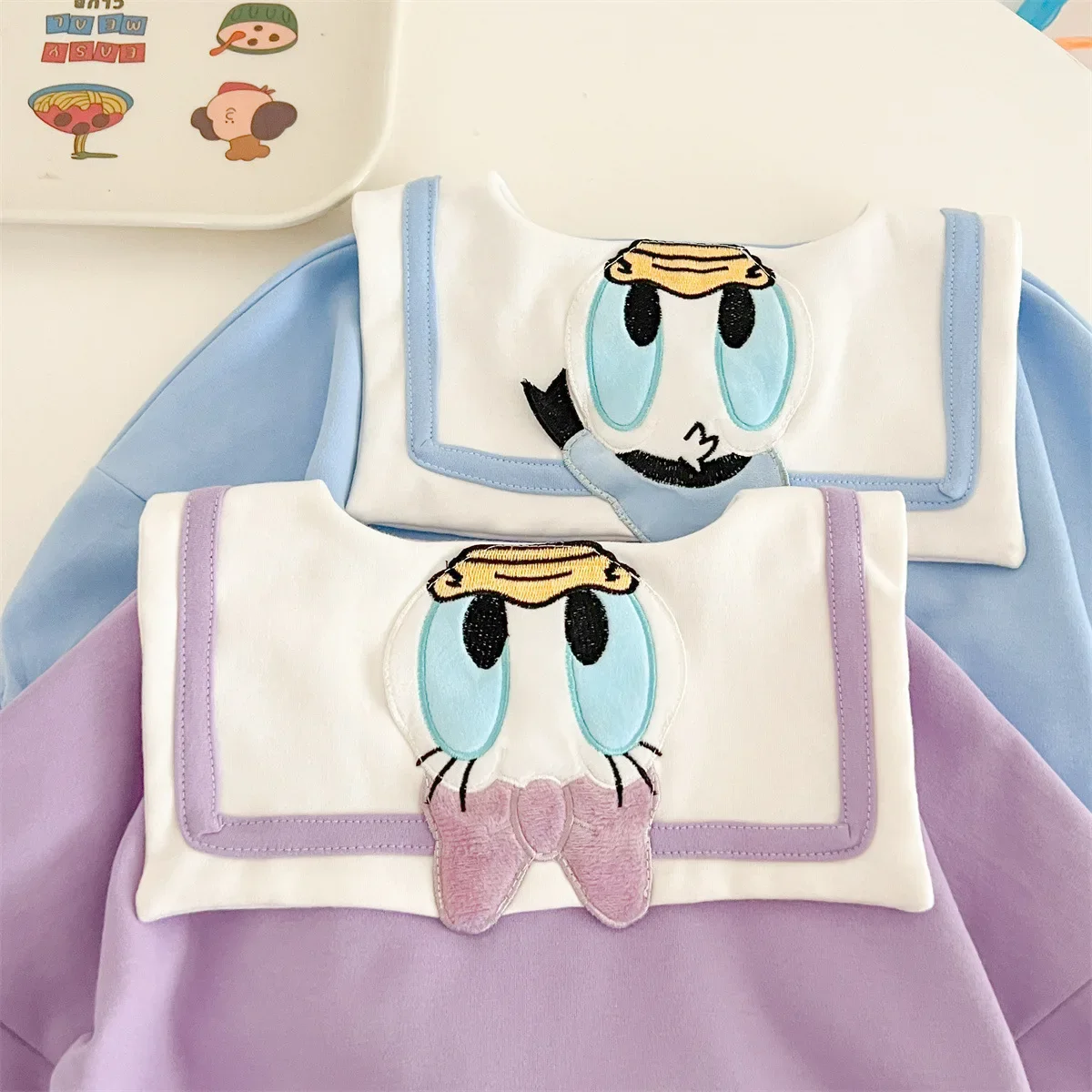 Disney Authorized Donald Duck Shape Triangle Bag Fart Suit Autumn Cotton Soft Treasure Cartoon Clothes Bodysuits Baby Clothing