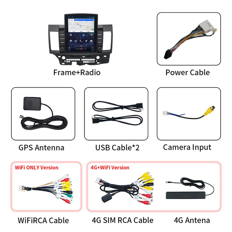 9.7 Inch Vertical Android Car Radio Player for Mitsubishi Lancer 2007-2012 Car Stereo Multimedia PlayerCarplay Auto Navigation