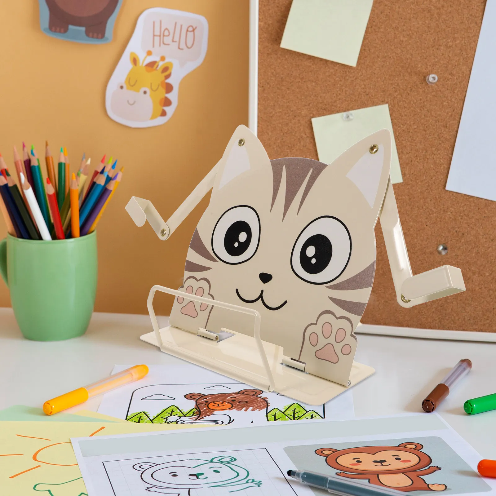 Cartoon Animal Bookstand for Multi Functional Metal Book Holder Desktop Reading Stand Lightweight Book Rest for Home School