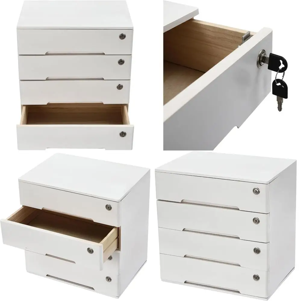 

Secure 4-Tier Wooden Storage Box: Multipurpose Organizer for Home & Office, Jewelry, Files, and Art Supplies