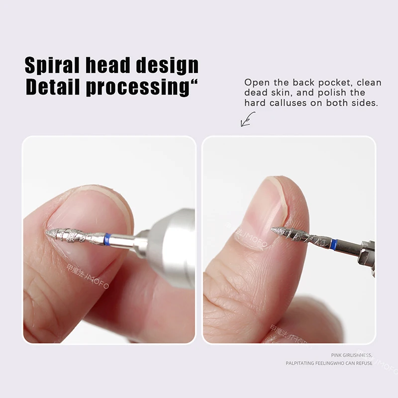 1 قطعة لهب تورنادو مسمار لقمة ثقب 3/32 "الماس قاطعة المطحنة ل Manicare الروتاري مسمار بت بشرة نظيفة لدغ مسمار أداة