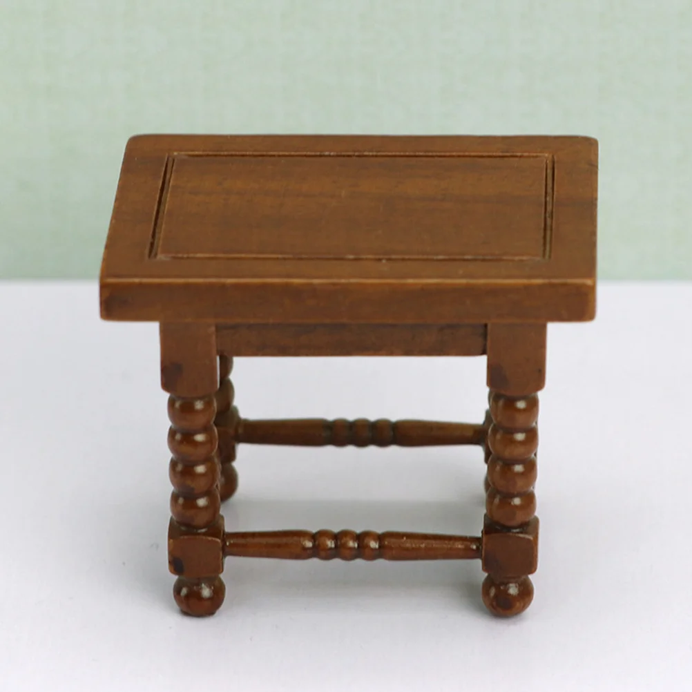 Classical Mini Furniture Model Tiny House Small Decor Birch Tea Table Adornments