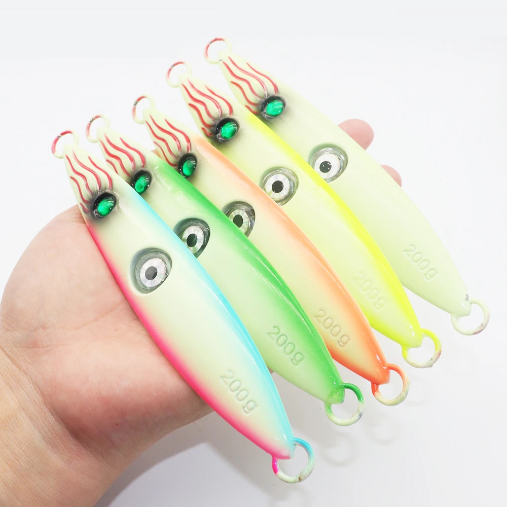 VOLIN NEW Big Metal Jigs Fishing Lure 200g  Boat Slow Jigging Luminous Lure Flashable in Water Hard Bait Sea Fishing Tackle Hot