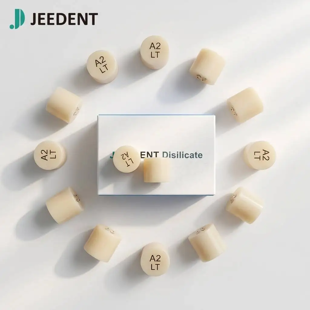 Dental Lithium Disilicate Press Glass Ceramic 10pcs for Ultra-thin Veneer Inlay Onlay Pressing JEEDENT HT LT Ingots