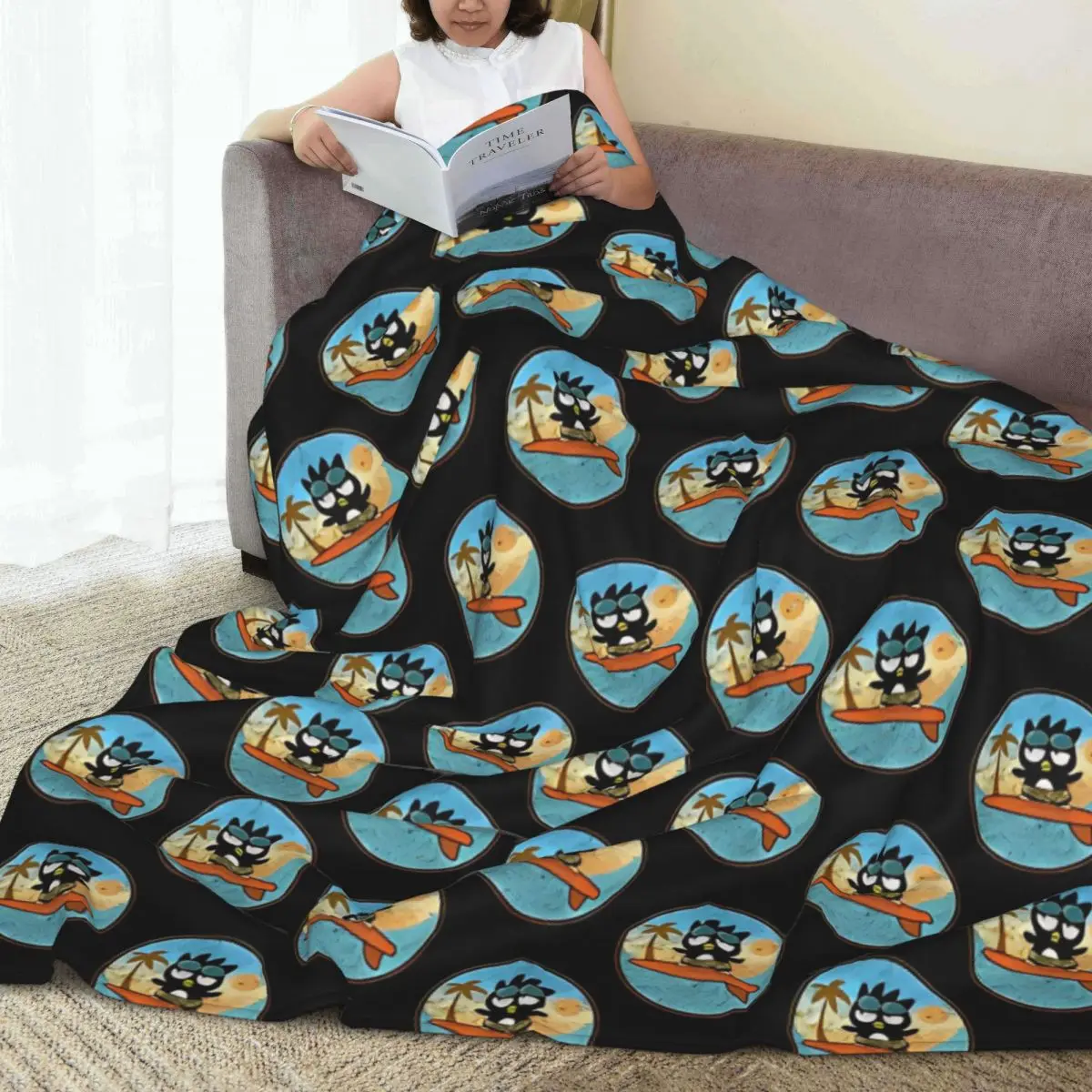 Badtz Cartoon Maru Penguin Flannel Blanket Warm Throw Blanket for Outdoor Decorative Comfortable Bedspread Sofa Bed Cover