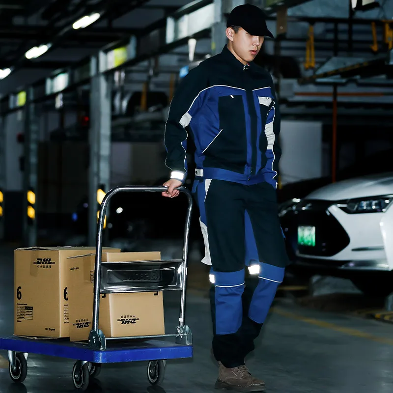 Terno reflexivo multi bolsos roupas de trabalho dos homens fábrica elétrica reparador oficina uniformes duráveis roupas de segurança workwear