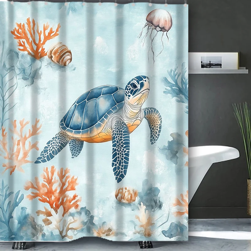 

tortoise Bathing Curtain Bathroom Shower Curtain Waterproof With 12 Hooks Home Deco Free Ship