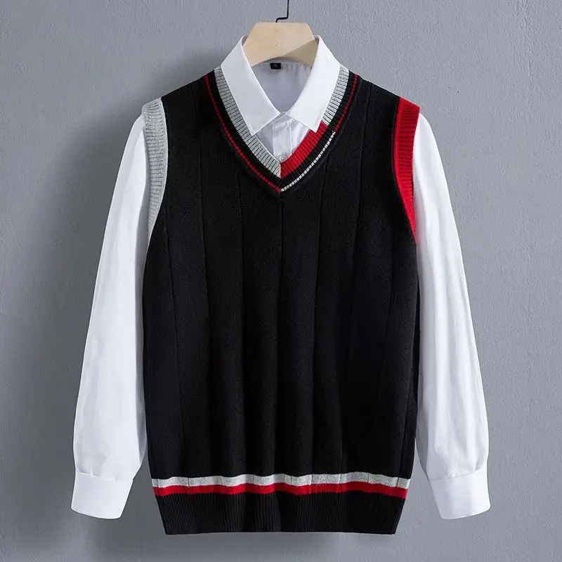 Spring and Autumn Sweaters Vests Men's Color V-neck Casual Knitwear Camisole Base Sweater Vest Top