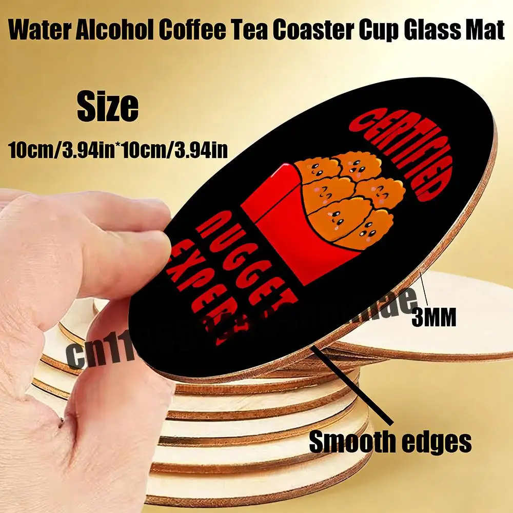 

For Frying Some Chicken Expert Water Coffee Tea Coaster Cup Glass Mat 10CM Wood Round Wooden Heat Proof