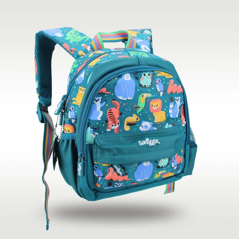 Australia original Smiggle new genuine cute green animal world schoolbag kindergarten backpack 11 inches