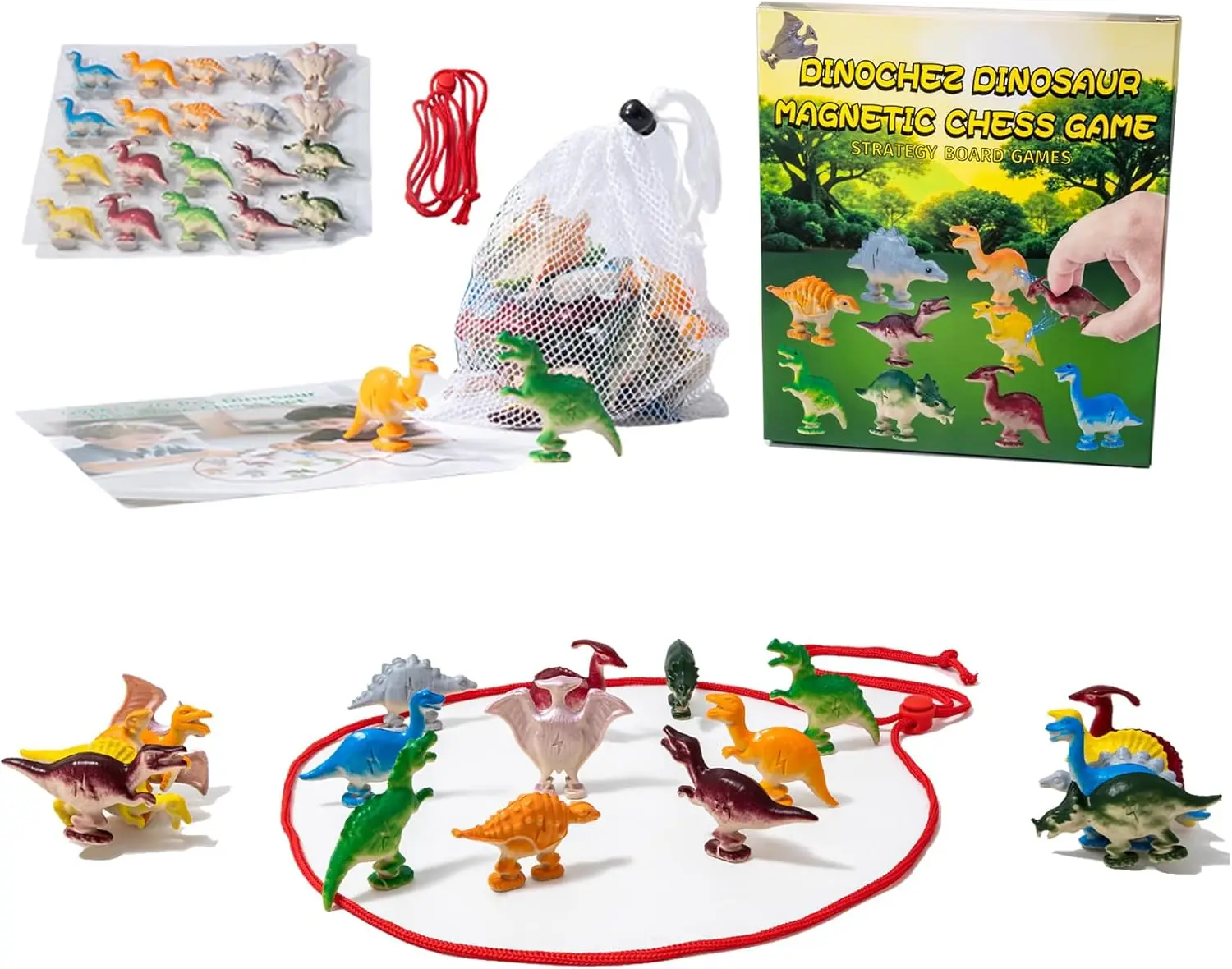 Strategy Board Dinosaur Magnetic Chess Game Set with String for Kids Adults Antistress Christmas Favor Family Party Gift