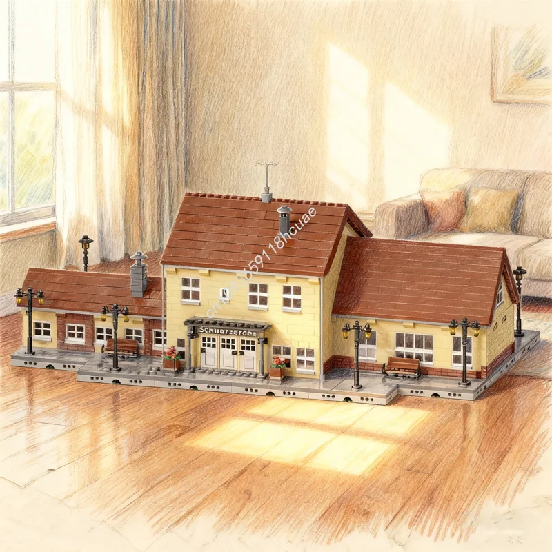 

4602pcs MOC Bahnhof Train Station Schwarzerden Modular Streetscape Model Building Toy Christmas Gifts Blocks Architecture