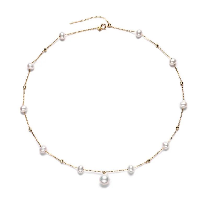 S925 Silver Natural Freshwater Pearl Necklace Clavicle Starry Choker Women