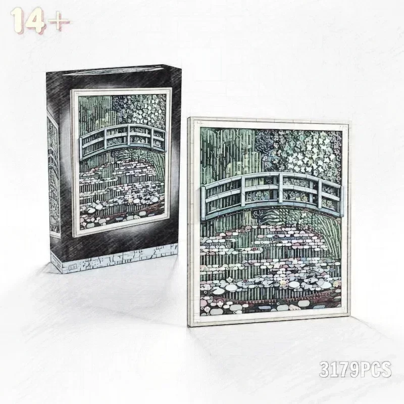 2026 Water Lily Pond & Arch Bridge Mural Model Assembly Toy Blocks - Birthday Gift Suitable Educational Building Blocks Set