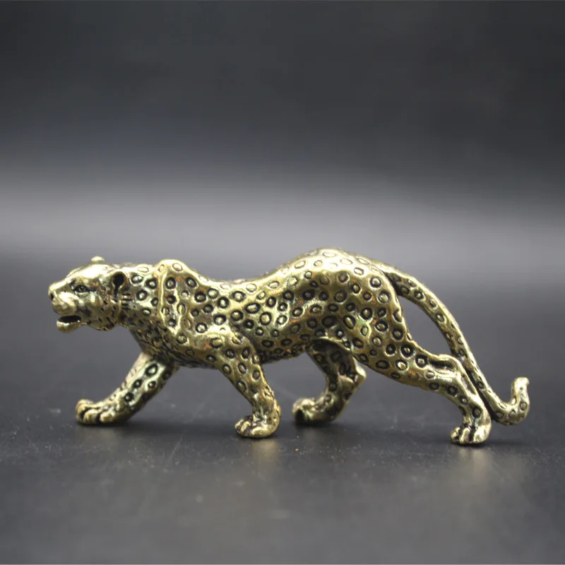 Brass solid all the way to the outbreak of gold leopard hand handle pendant antique ornament carry