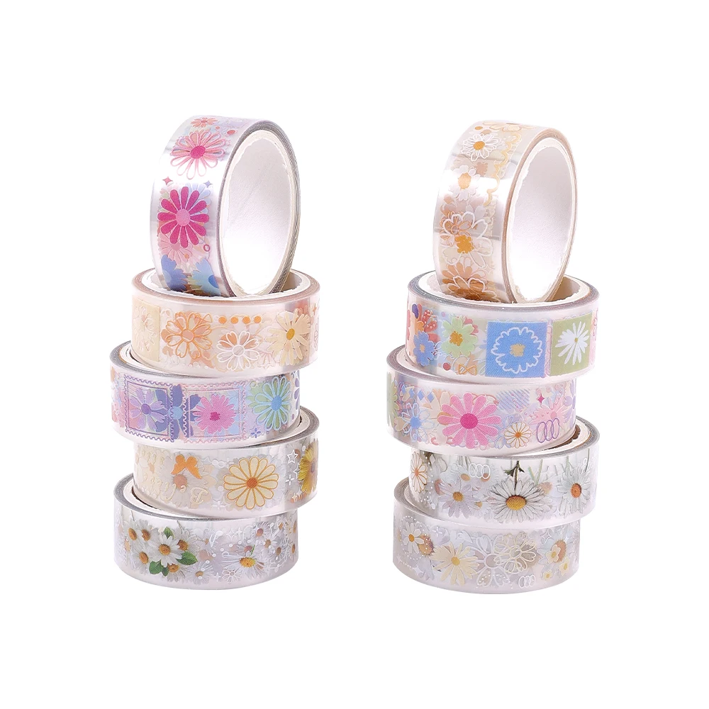 10 rolls Little Daisy Masking Tape Set Journaling Scrapbooking Supplies DIY Craft Self-Adhesive Tape Waterproof Decorative Tapes