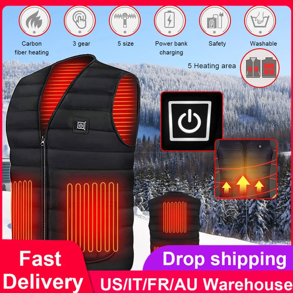 Smart Heating Vest Jacket USB Electric Clothes 3 Gears Adjustable Warm Vest