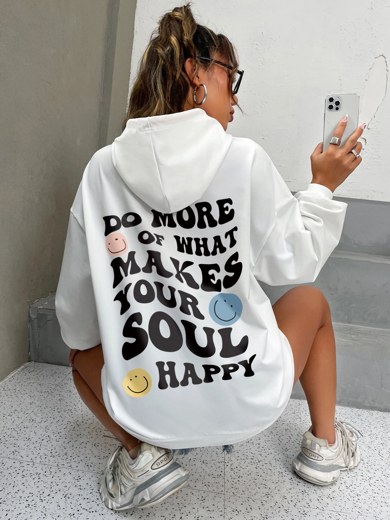 Do More Of What Makes You Soul Happy Cotton Hoodie Oversize Soft Sportswear Harajuku Sweatershirts Individual Women Pullover