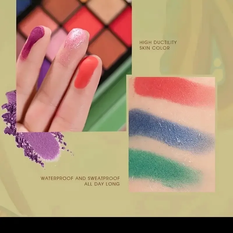 36-Farben-Lidschatten-Palette, mattschimmernde und hochglänzende Wirkung, gemischtes Farbsystem, wasserfestes und schweißfestes, bühnenfertiges Make-up