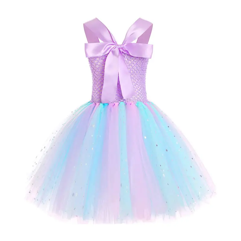 Halloween Led Costume For Girl Lace TUTU Dress Christmas Kid Sling Up Starfish Colored Yarn Tunic+Flower Headband Child Frock