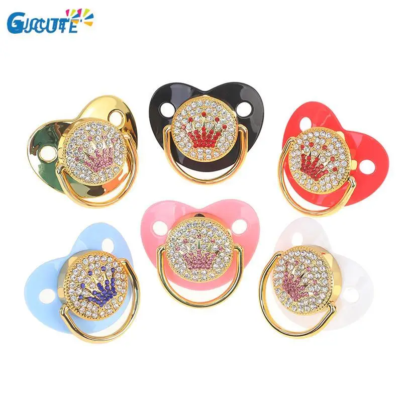 Luxury Transparent Crown Diamond Baby Bling Pacifier Baby Registry Gift Soother Newborn Unisex Baby Shower Gift