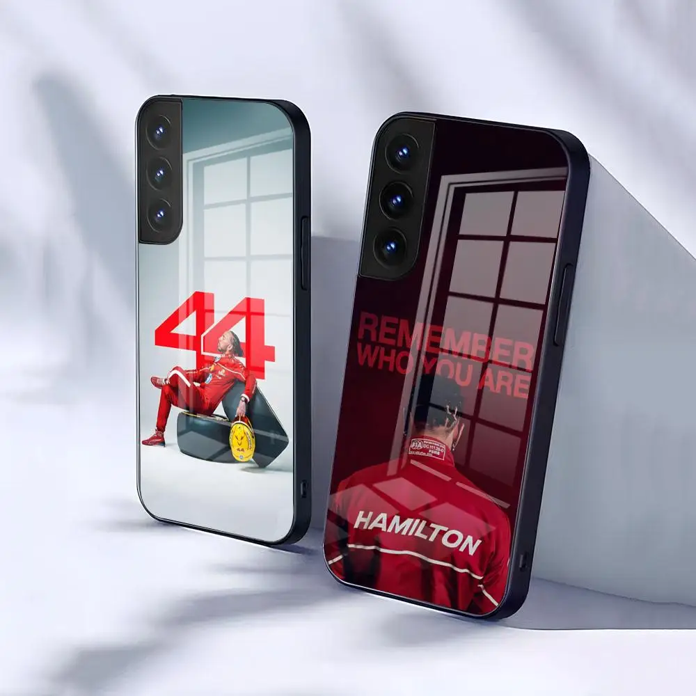 44 L-Lewis H-Hamilton-S Phone Case For Samsung S26 S25 S24 FE S23 S22 S21 Plus S20 Ultra Note20Ultra Black Glass Cover