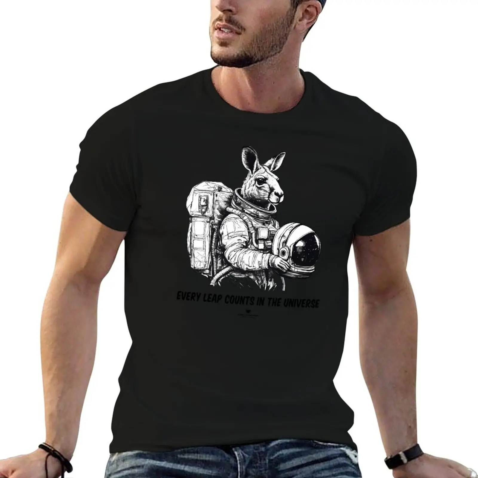 Bounce the Cosmonaut Kangaroo - WHITE TEE T-Shirt vintage clothes animal prinfor boys mens t shirts