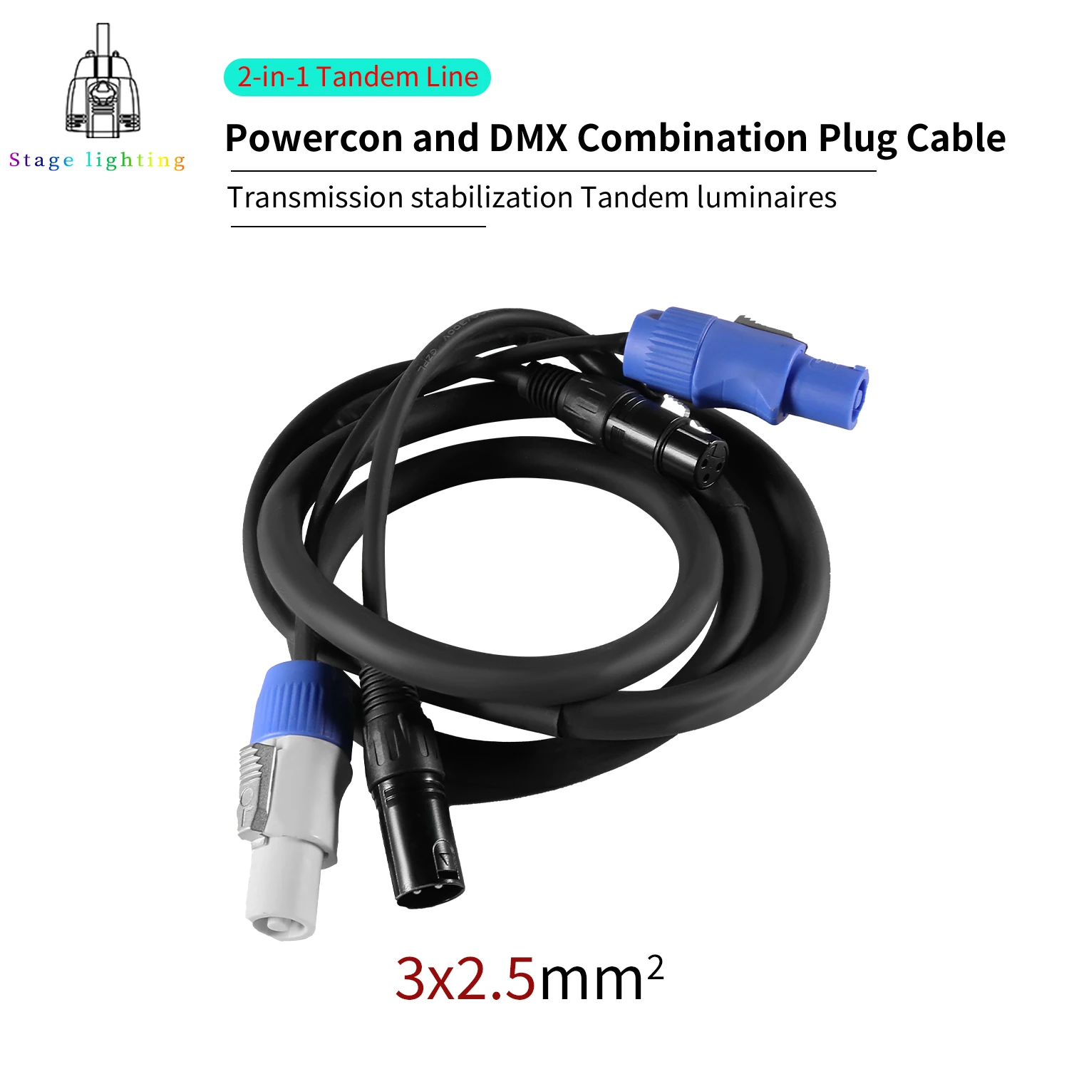 

Комбинированный штекер Powercon DMX, кабель питания, свадебный DJ, дискотека, сценическое освещение, аксессуары
